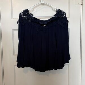 Umgee Women's Navy Lace Off-Shoulder Top Size S